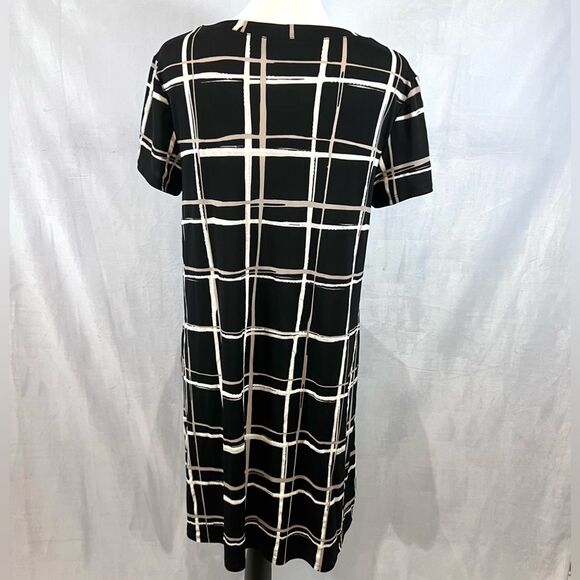 Apt 9 black mocha and ivory abstract checkered dress with pockets size medium - Picture 5 of 8